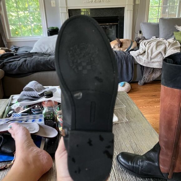 Vince Camuto Brown & Black Leather Riding Boots sz 7 - Picture 9 of 10